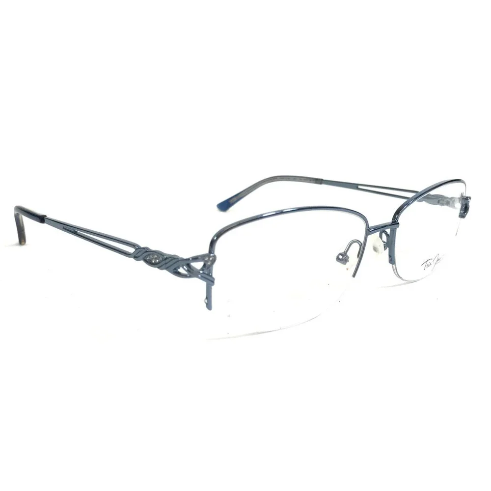 Tres Jolie Eyeglasses Frames 198 456 Light Blue Wire Rim Crystals 58-17-145